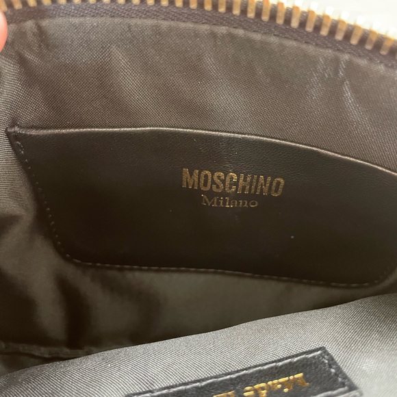 Moschino Black Leather Biker Bag/Clutch with Gold Accents - Picture 4 of 7